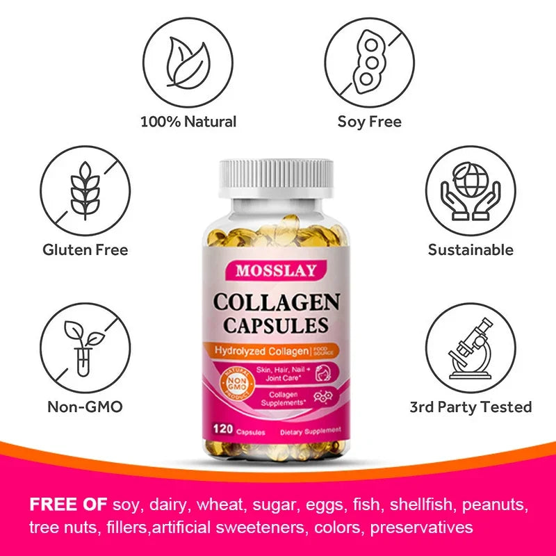 Gélules de collagène avec complexe d'acide hyaluronique et de vitamine C, supplément blanchissant pour la peau