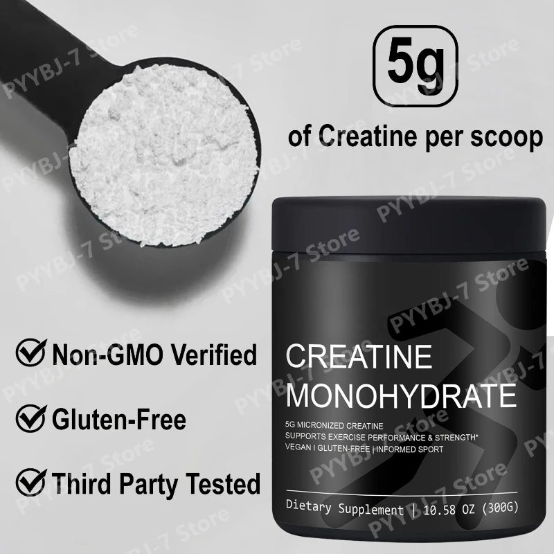 Monohydrate de créatine : Développe la masse musculaire maigre, améliore la performance et la force, soutient la récupération après l'entraînement, suppléments de santé quotidiens.
