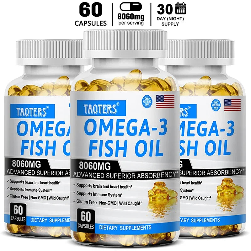 Huile de poisson Oméga 3 - Aide à améliorer la vue, les articulations, antioxydant, améliore la santé de la peau, la fonction cérébrale et soutient l'immunité