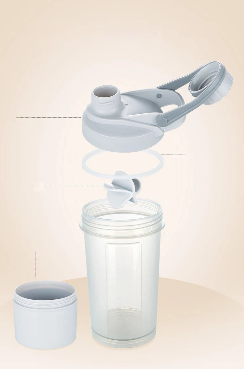 Bouteille d'eau de sport Shake Cup, tasse à boire créative en plastique, tasse de mélange à haute capacité pour poudre de protéines, lactosérum, milkshake