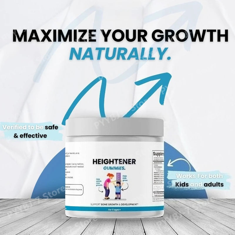 Height growth gummies for kids and adults as a natural supplement to maintain an active lifestyle.