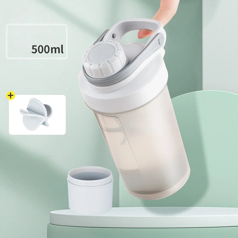 Bouteille d'eau de sport Shake Cup, tasse à boire créative en plastique, tasse de mélange à haute capacité pour poudre de protéines, lactosérum, milkshake