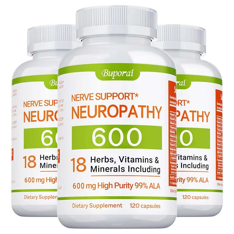 Complément de soutien contre la neuropathie 600mg - Antioxydant, favorise la santé nerveuse, l'énergie cellulaire, le métabolisme et l'anti-âge, sans OGM