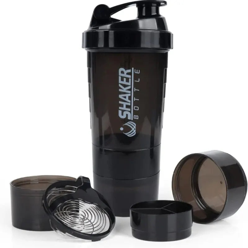 Bouteille Shaker Protéines Bouteille Étanche pour Mélanges de Protéines Gobelet Shaker à Visser 3 Couches Bouteille Shaker Sport pour Poudre de Protéines