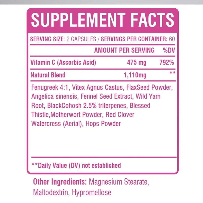 Gélules de Pueraria Mirifica - Favorise le développement mammaire, soulage l'inconfort de la ménopause, à base de plantes naturelles - 120 gélules