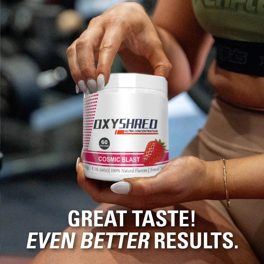 Oxyshred Sport : poudre pré-entraînement qui favorise l'énergie - Saveur Cosmic Blast - Complément pré-entraînement ultra concentré Oxyshred Fat Burner