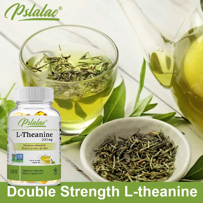 Gélules de L-Théanine 200 mg, 120 Suppléments Végétariens Soulage le Stress Soutient une Humeur Saine et Améliore la Concentration