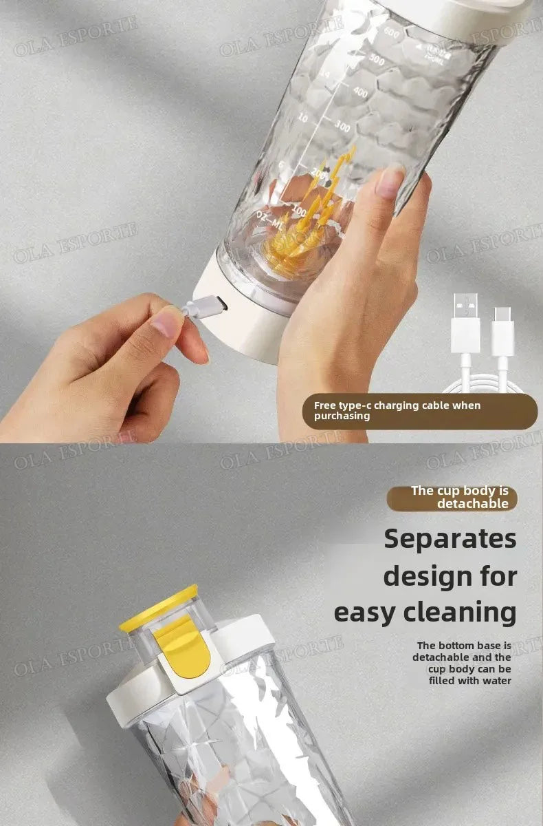 Gobelet mélangeur électrique automatique de 450 à 700 ml, bouteille de shaker de protéines portable, alimenté par piles, gobelet mélangeur entièrement automatique pour la maison