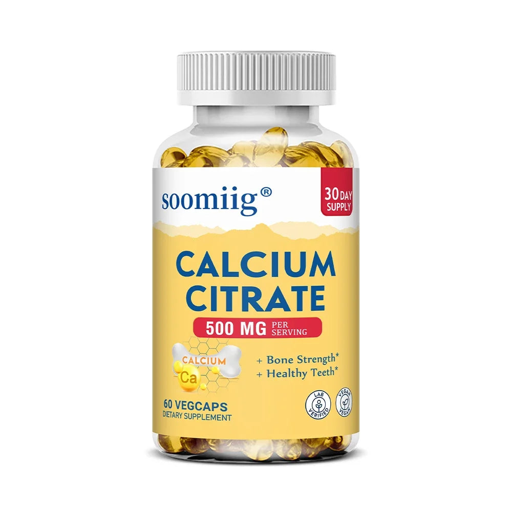 Calcium citrate bone support capsules by SOOMIIG for unisex adult daily wellness.