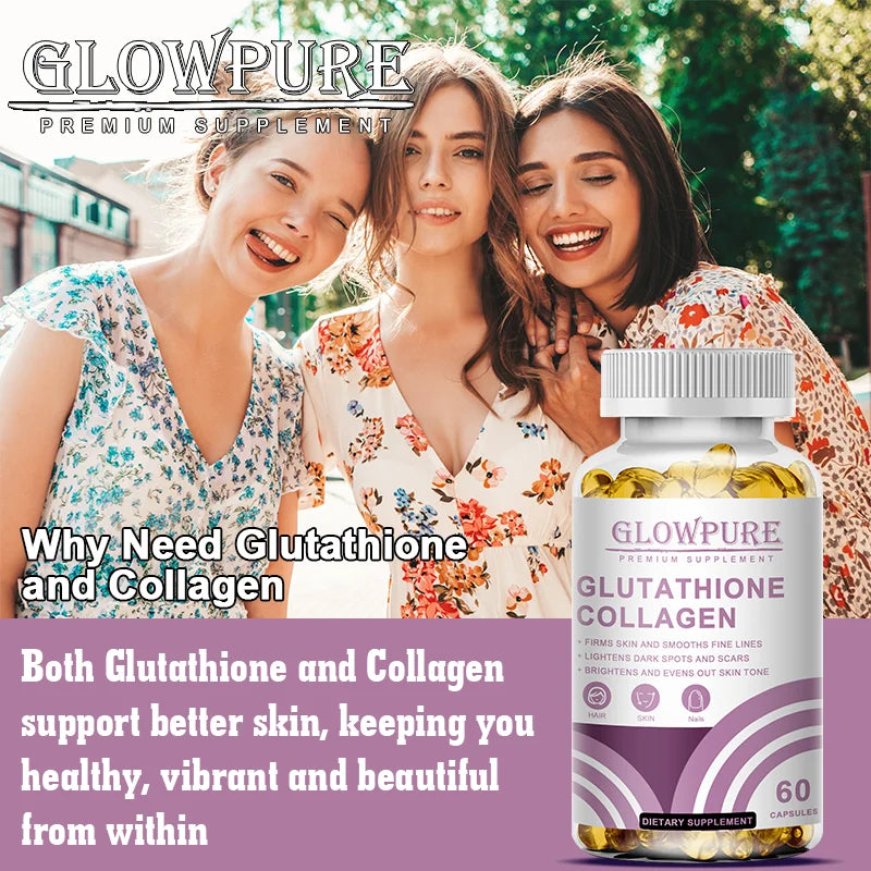 Capsules éclaircissantes et anti-âge pour la peau - Supplément de glutathion et de collagène avec antioxydant pour les peaux ternes