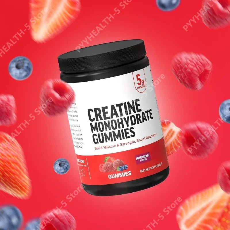 Creatine monohydrate gummies for high performance vegan-friendly and non-GMO formula.