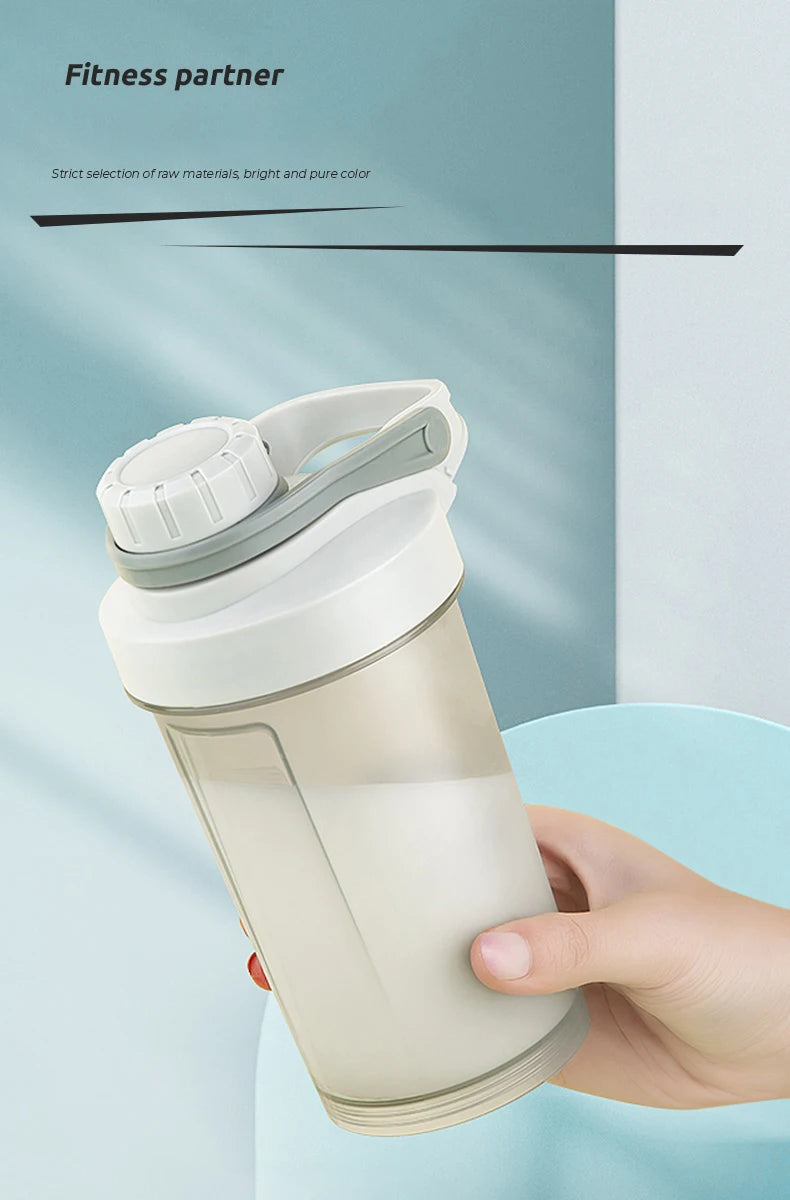 Bouteille d'eau de sport Shake Cup, tasse à boire créative en plastique, tasse de mélange à haute capacité pour poudre de protéines, lactosérum, milkshake