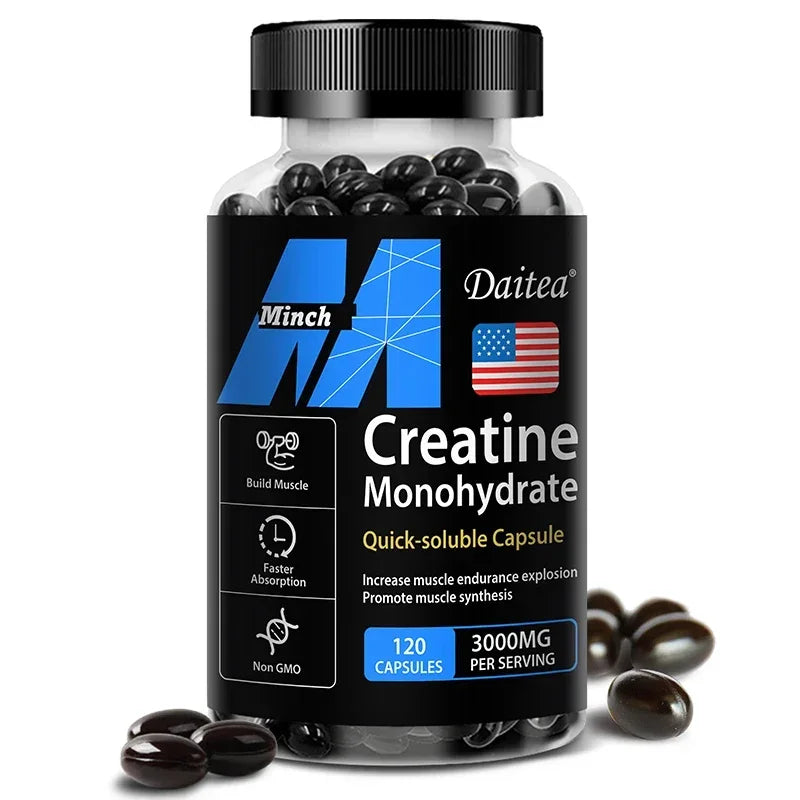 Daitea Créatine Monohydrate 3000 mg - Force, Muscles, Performance Complément Nutritionnel Adulte Compatible Kéto