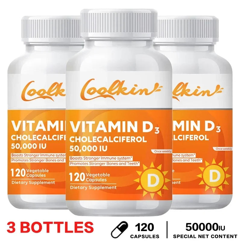 Vitamine D3 50000UI - Santé Musculaire, Os Solides et Système Nerveux, Soutien Immunitaire
