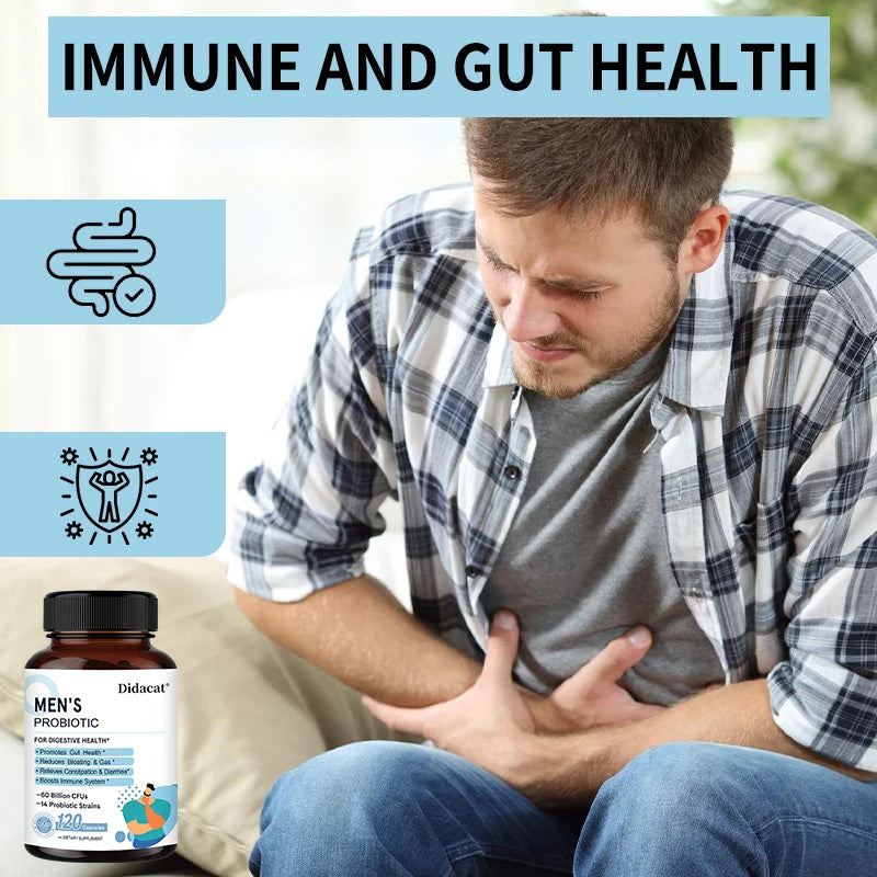 Probiotiques de Lactobacillus pour hommes Enzymes digestives et fibres prébiotiques Santé digestive plus efficace Santé immunitaire intestinale