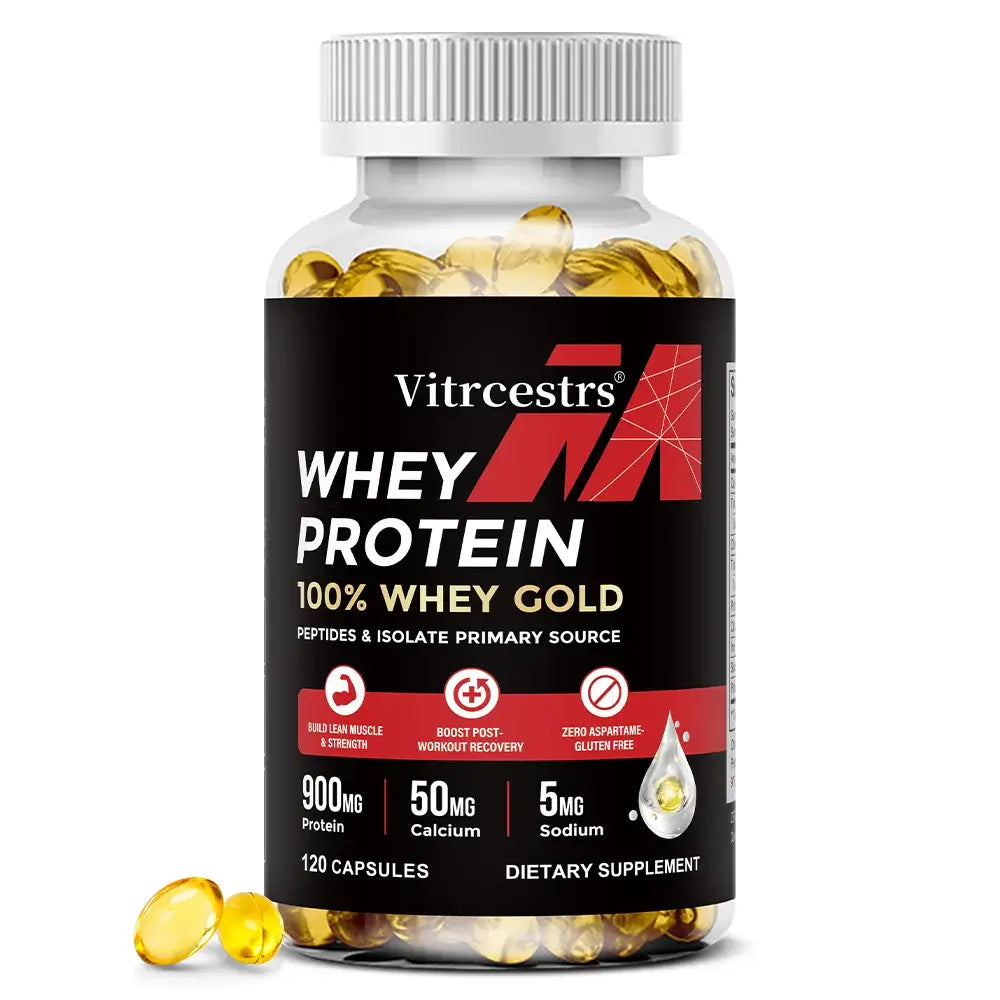 Concentrated whey protein capsules 900mg formula for natural recovery after exercise