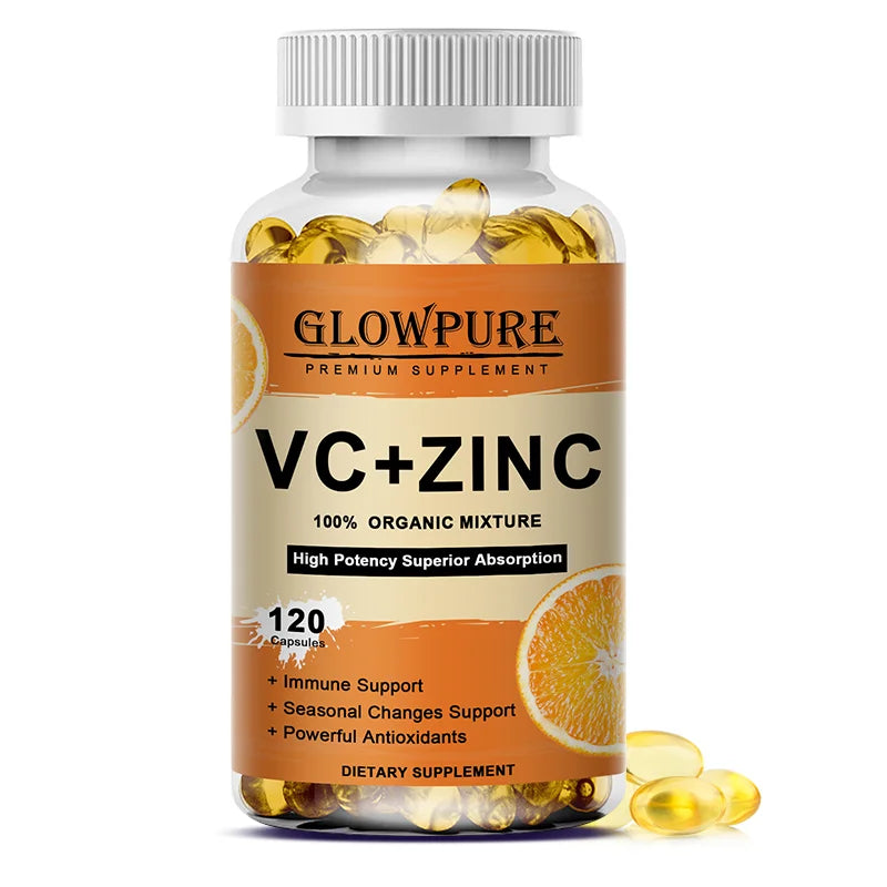 Vitamine C et Zinc pour le soutien immunitaire et antioxydant - Favorise le métabolisme, le blanchiment de la peau et l'anti-âge