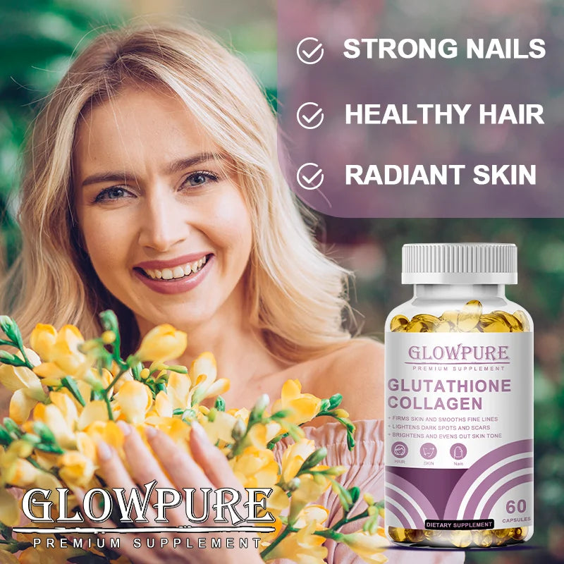 Capsules éclaircissantes et anti-âge pour la peau - Supplément de glutathion et de collagène avec antioxydant pour les peaux ternes