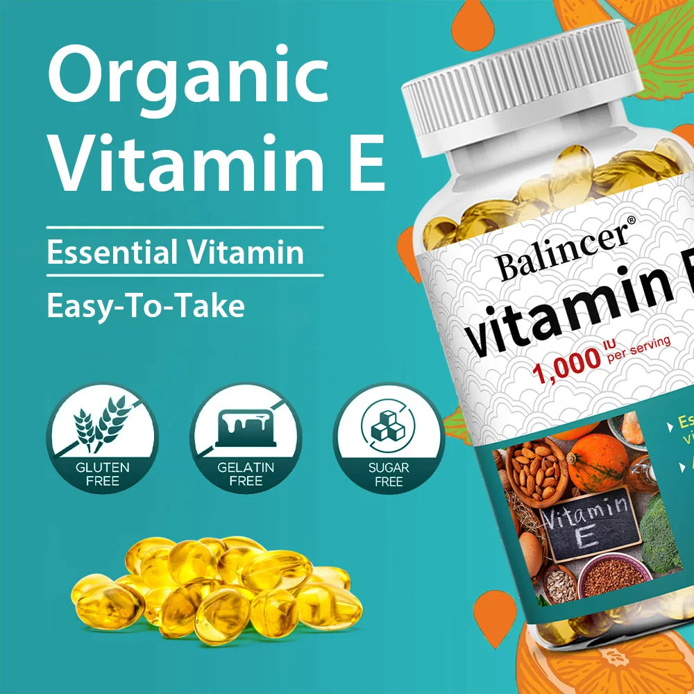 Vitamine E 1000 UI Gélule Molle - Supplément de Vitamine E, Support Antioxydant Essentiel, Soutient la Peau, le Cœur et la Santé Immunitaire