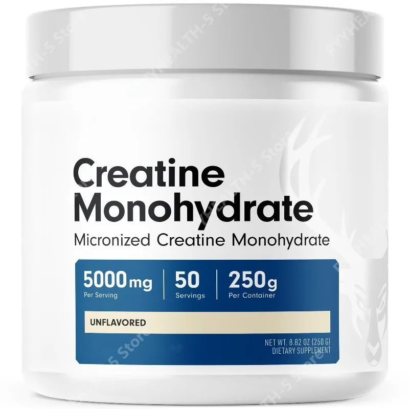 Créatine Monohydrate Micronisée Pure pour Hommes et Femmes - Facile à Mélanger et Sans Saveur - 5G Par Portion 250 Grammes Par Récipient