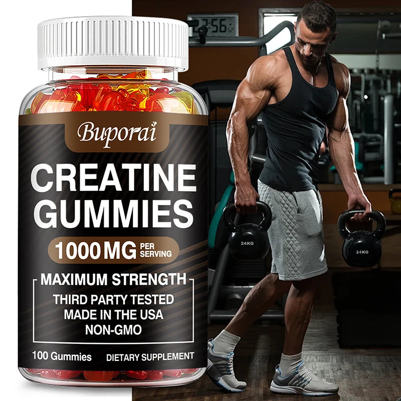 Gummies de créatine monohydrate - Booste l'énergie, développe la masse musculaire et améliore les performances sportives