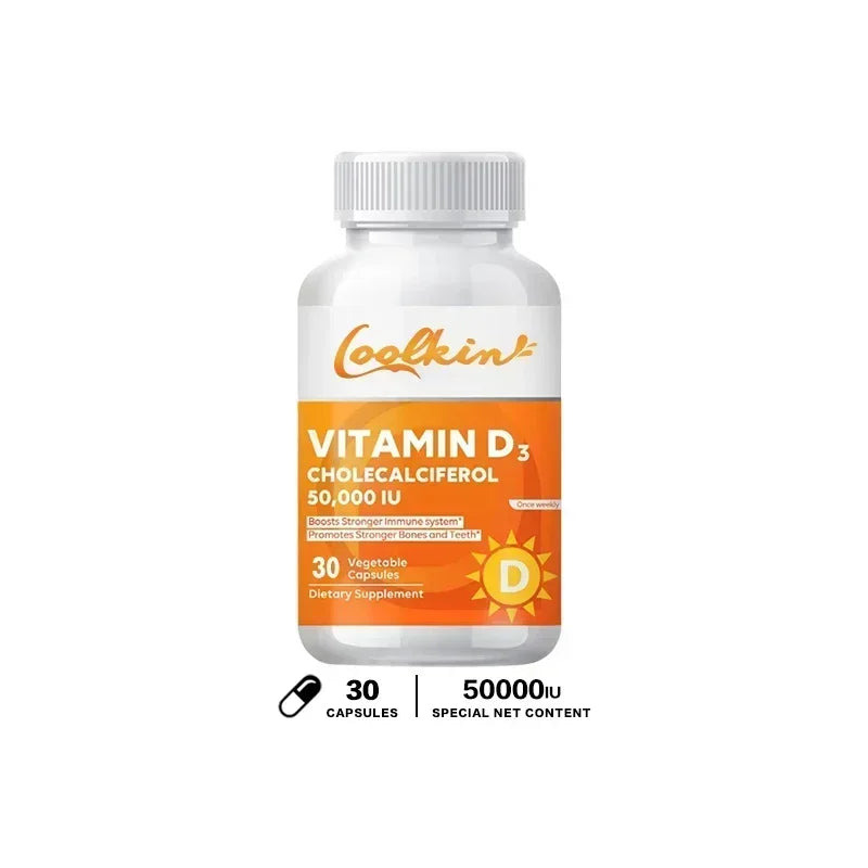 Vitamine D3 50000UI - Santé Musculaire, Os Solides et Système Nerveux, Soutien Immunitaire