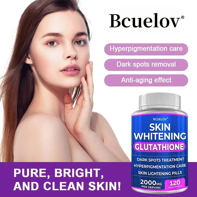 Blanchiment de la peau au glutathion - Supplément de glutathion 2000 mg - Antioxydant anti-âge, complément nutritionnel pour la peau