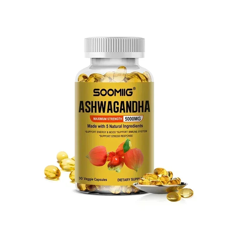 Organic Ashwagandha Extra Strength — Stress Relief, Sleep, Energy & Immune Support | Non-GMO Vegan | 30/60/120 Capsules