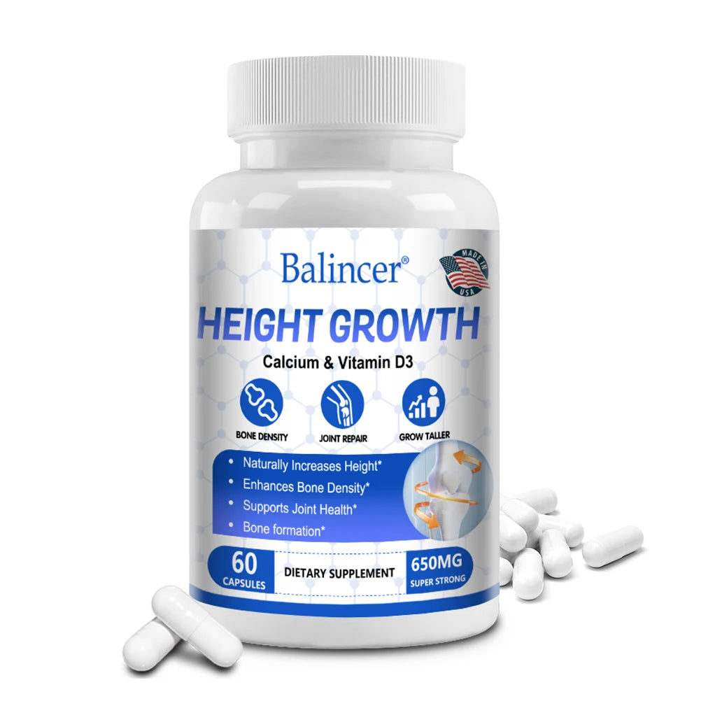 Natural height growth capsules HGH-free and GMO-free formula for safe growth.