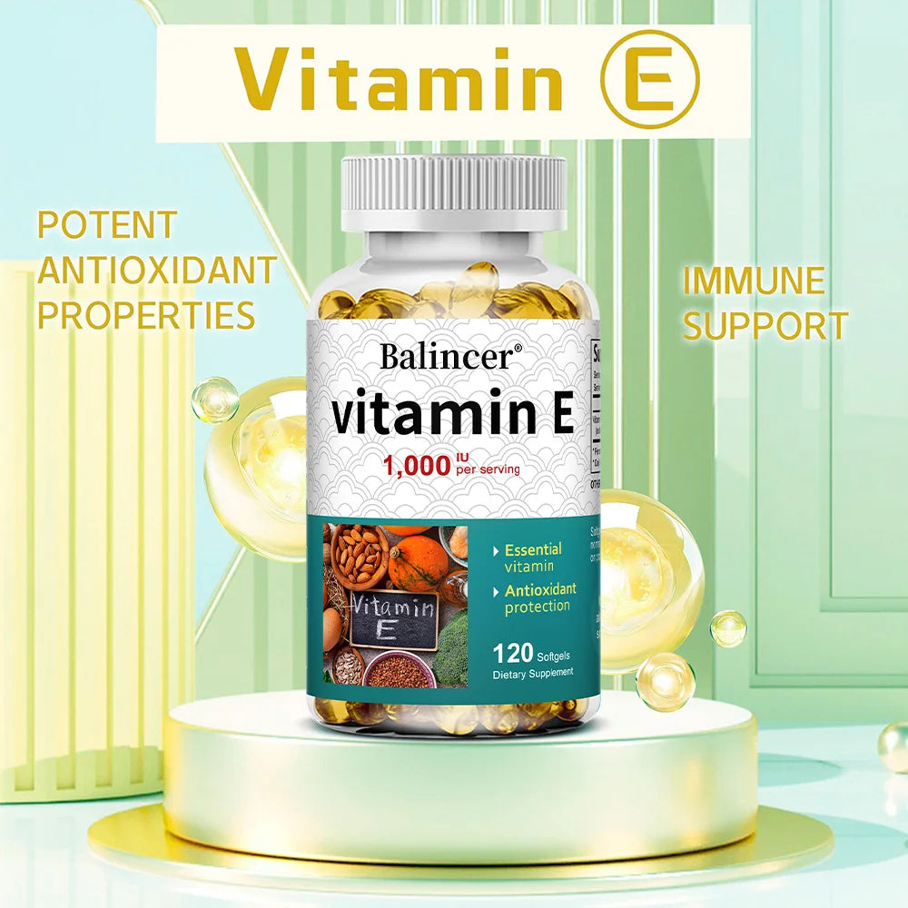 Vitamine E 1000 UI Gélule Molle - Supplément de Vitamine E, Support Antioxydant Essentiel, Soutient la Peau, le Cœur et la Santé Immunitaire