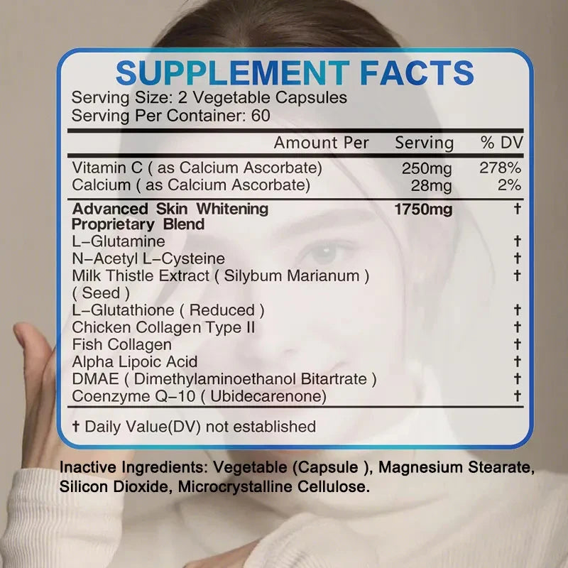 Complément de NAC + Glutathion pour la Santé de la Peau - Antioxydant, Détox, Immunité Sans OGM, 120 Gélules