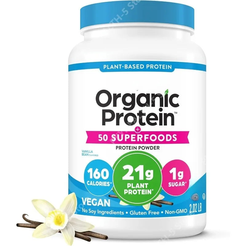 Organic plant based protein powder for natural health benefits in daily life.