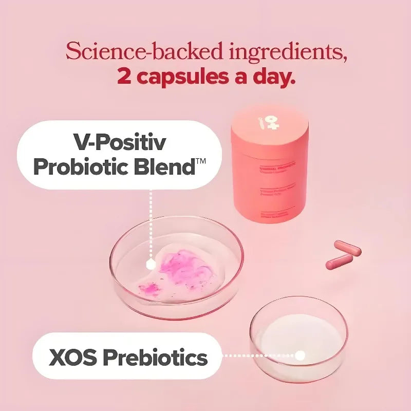 Gélules Probiotiques Femme avec Lactobacillus et Prébiotiques XOS pour l'Équilibre Intestinal et du PH Favorise une Odeur Intime Saine et la Flore