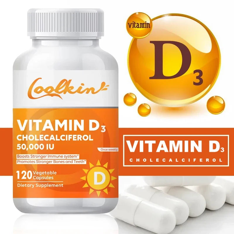 Vitamine D3 50000UI - Santé Musculaire, Os Solides et Système Nerveux, Soutien Immunitaire