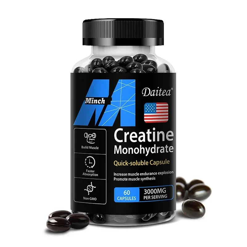 Daitea Créatine Monohydrate 3000 mg - Force, Muscles, Performance Complément Nutritionnel Adulte Compatible Kéto