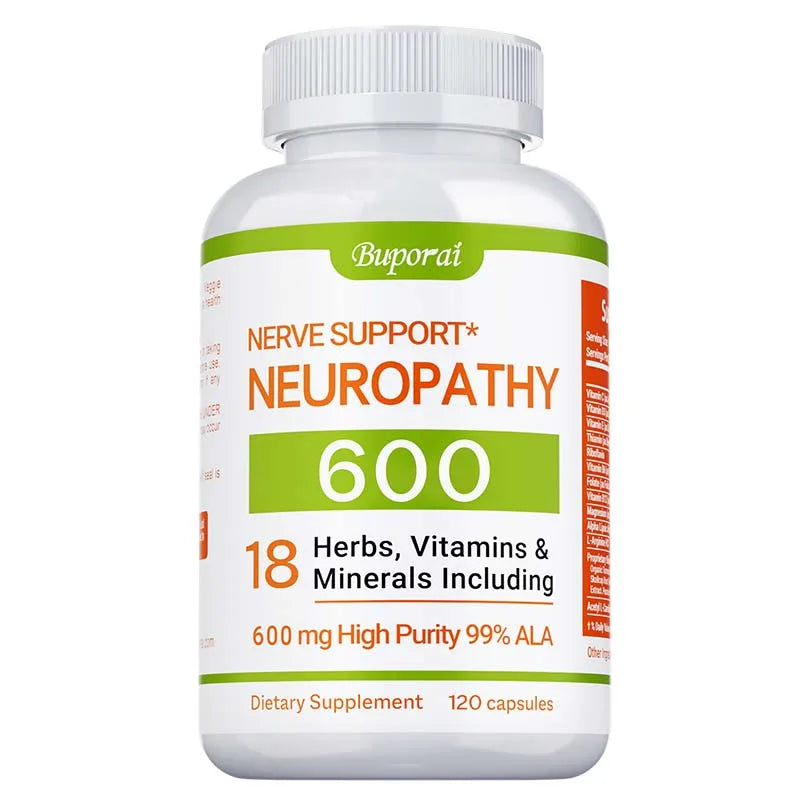 Complément de soutien contre la neuropathie 600mg - Antioxydant, favorise la santé nerveuse, l'énergie cellulaire, le métabolisme et l'anti-âge, sans OGM