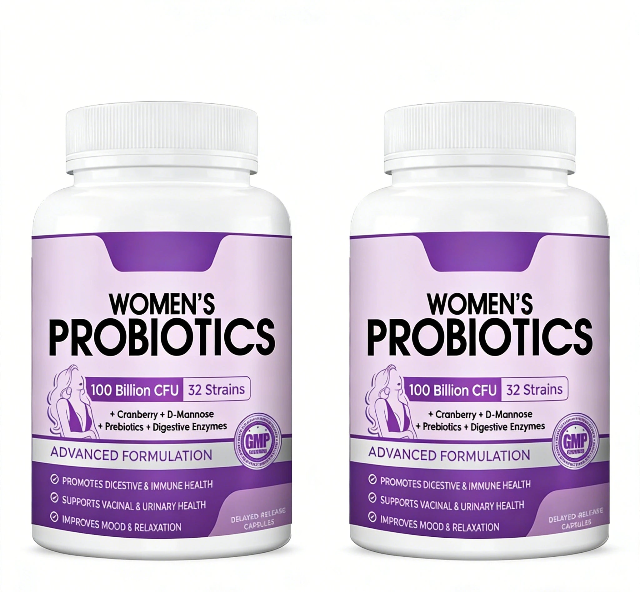 Probiotiques pour la santé digestive des femmes avec enzymes, prébiotiques, probiotiques vaginaux, 100 milliards d'UFC pour la santé intestinale