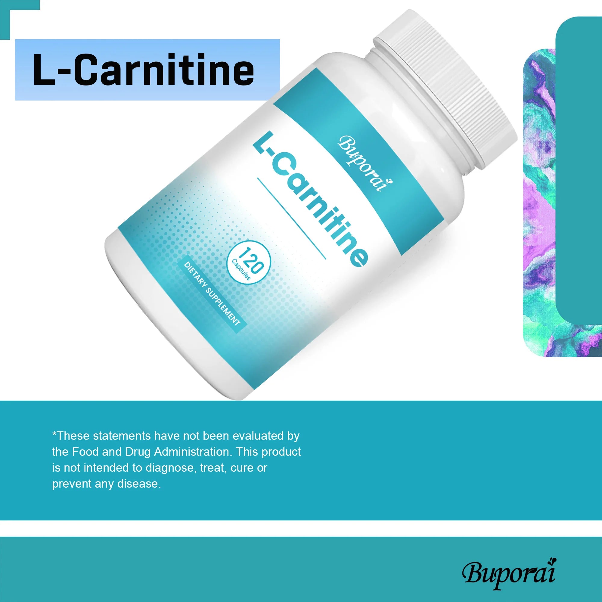 L-Carnitine - Brûle-graisse, Soutient l'énergie, Développe les muscles, Favorise le métabolisme, Améliore la mémoire et la concentration - 120 Gélules