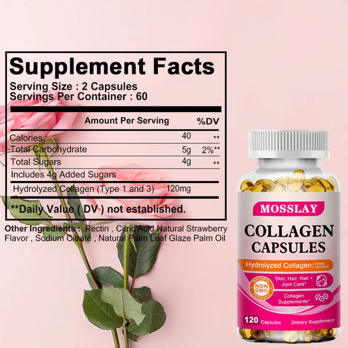 Gélules de collagène avec complexe d'acide hyaluronique et de vitamine C, supplément blanchissant pour la peau