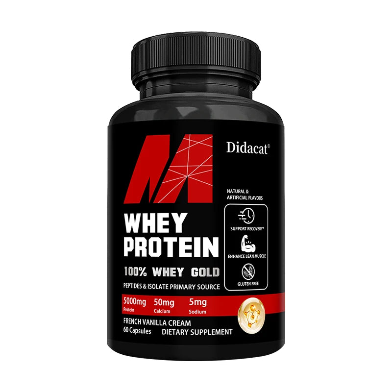 High potency whey protein capsules 120 count bottle for immune system support.