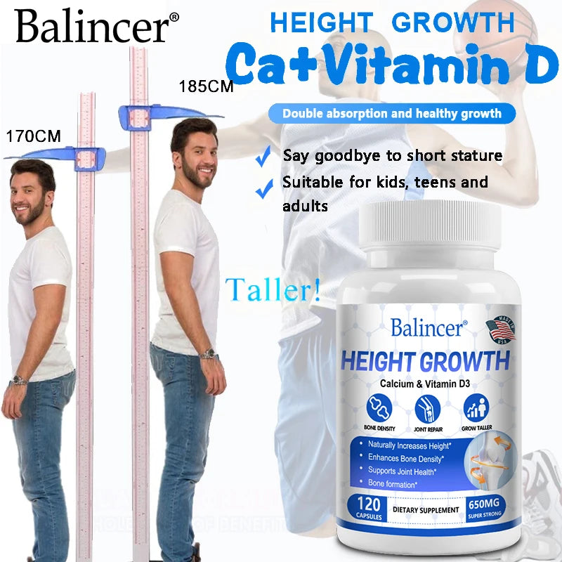 Natural height growth capsules showing bone enhancement and mineral growth.