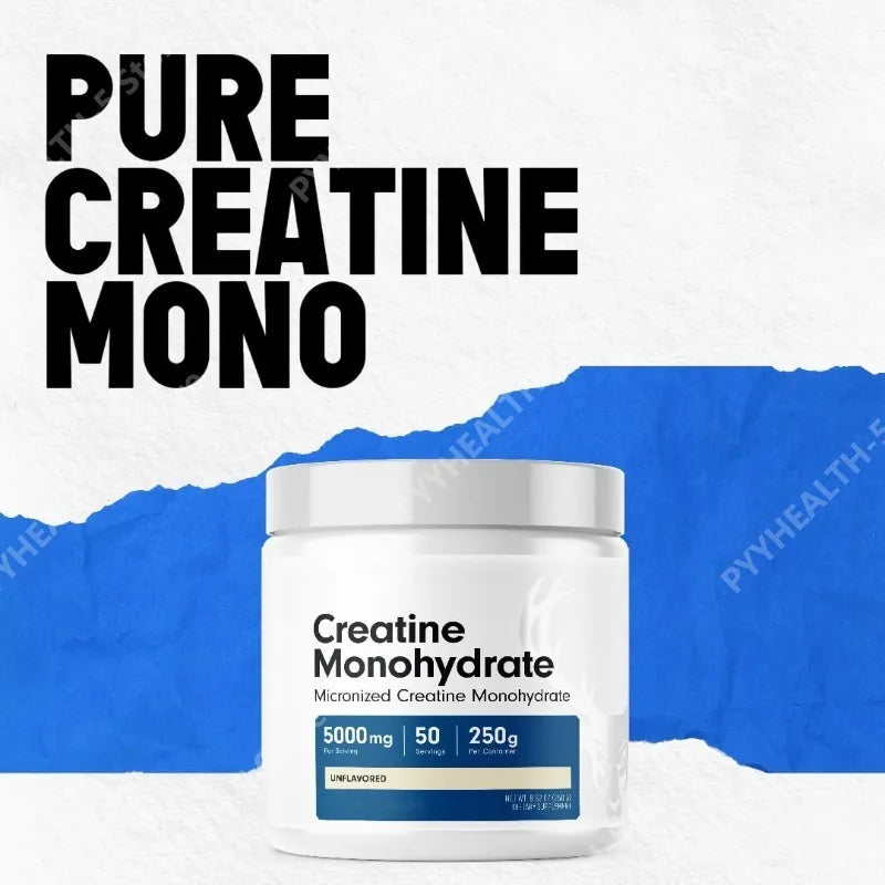Créatine Monohydrate Micronisée Pure pour Hommes et Femmes - Facile à Mélanger et Sans Saveur - 5G Par Portion 250 Grammes Par Récipient