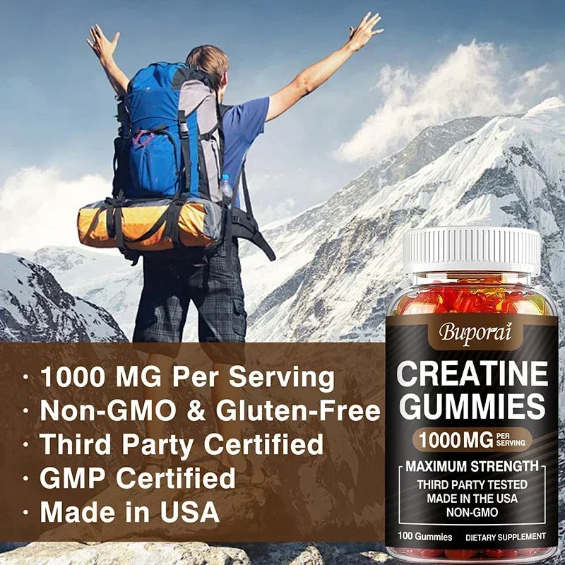 Gummies de créatine monohydrate - Booste l'énergie, développe la masse musculaire et améliore les performances sportives