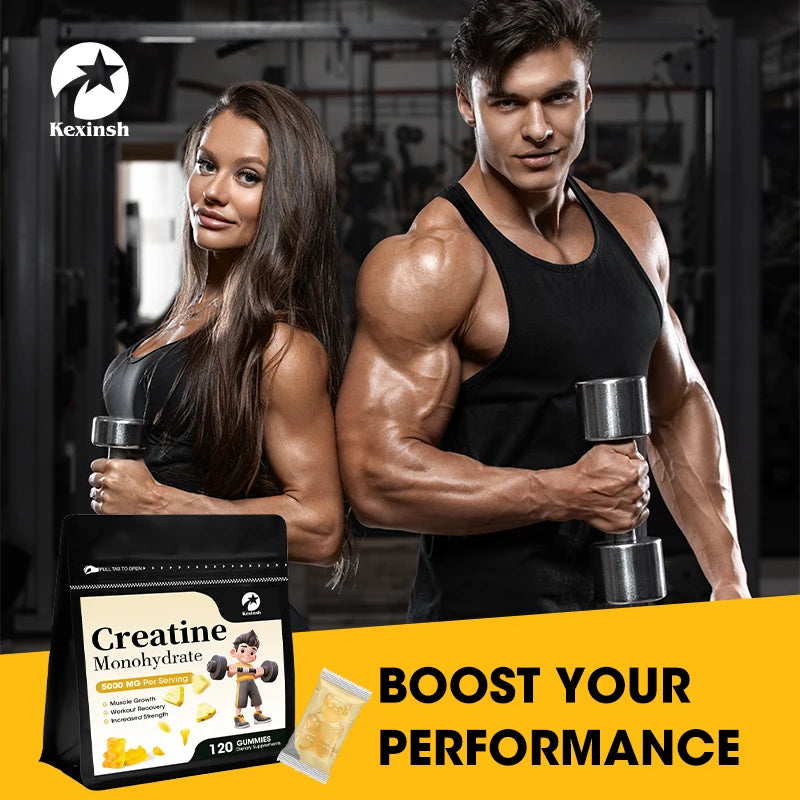 Kexinsh Creatine Gummies Monohydrate de Créatine 5000mg Booster d'Énergie Améliore la Force, l'Énergie, l'Endurance, Améliore l'Endurance