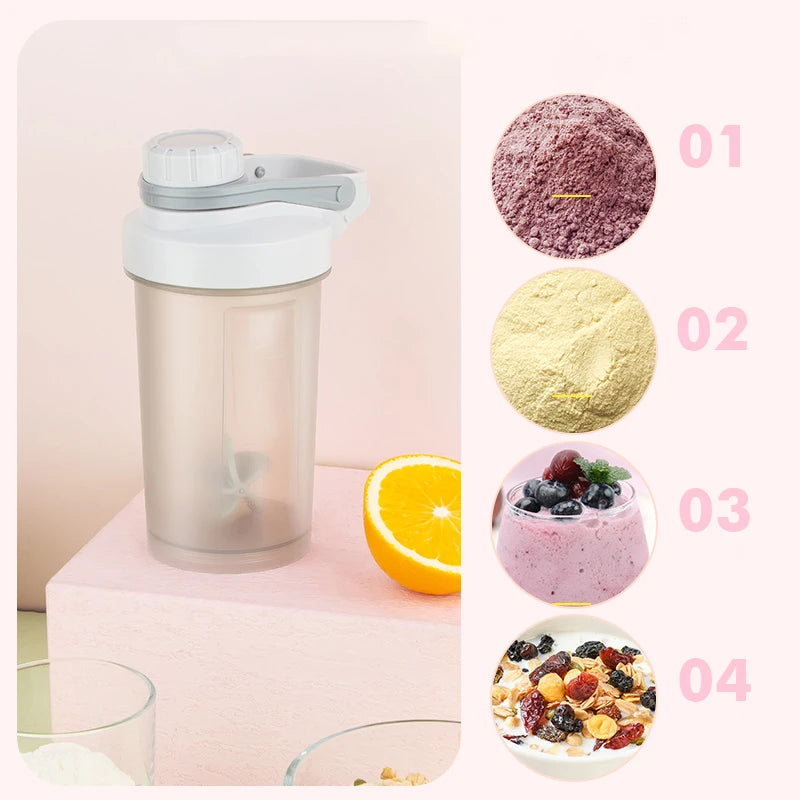 Bouteille d'eau de sport Shake Cup, tasse à boire créative en plastique, tasse de mélange à haute capacité pour poudre de protéines, lactosérum, milkshake