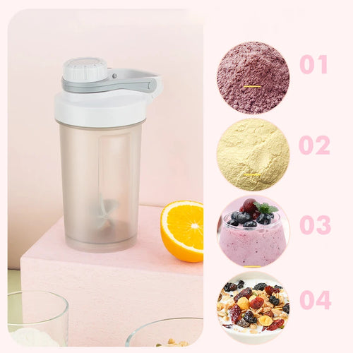 Bouteille d'eau de sport Shake Cup, tasse à boire créative en plastique, tasse de mélange à haute capacité pour poudre de protéines, lactosérum, milkshake