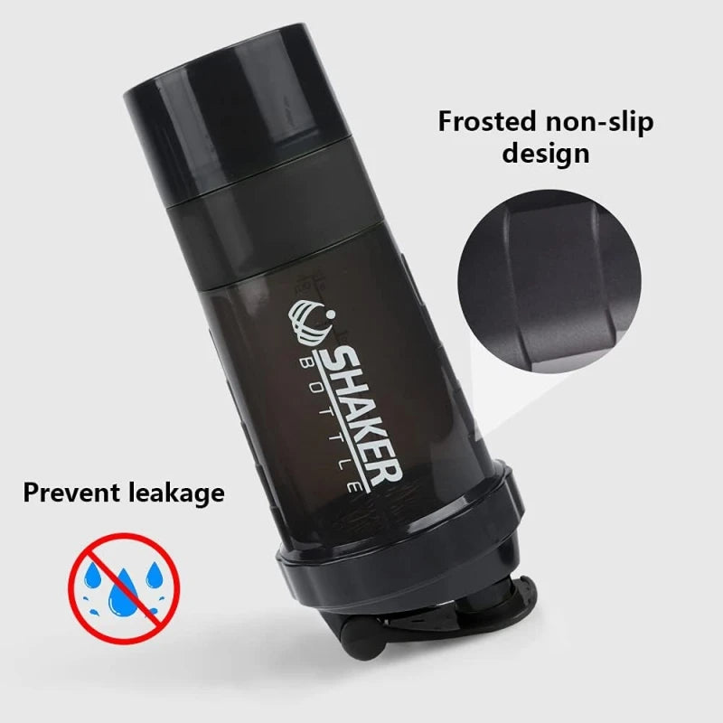 Bouteille Shaker Protéines Bouteille Étanche pour Mélanges de Protéines Gobelet Shaker à Visser 3 Couches Bouteille Shaker Sport pour Poudre de Protéines