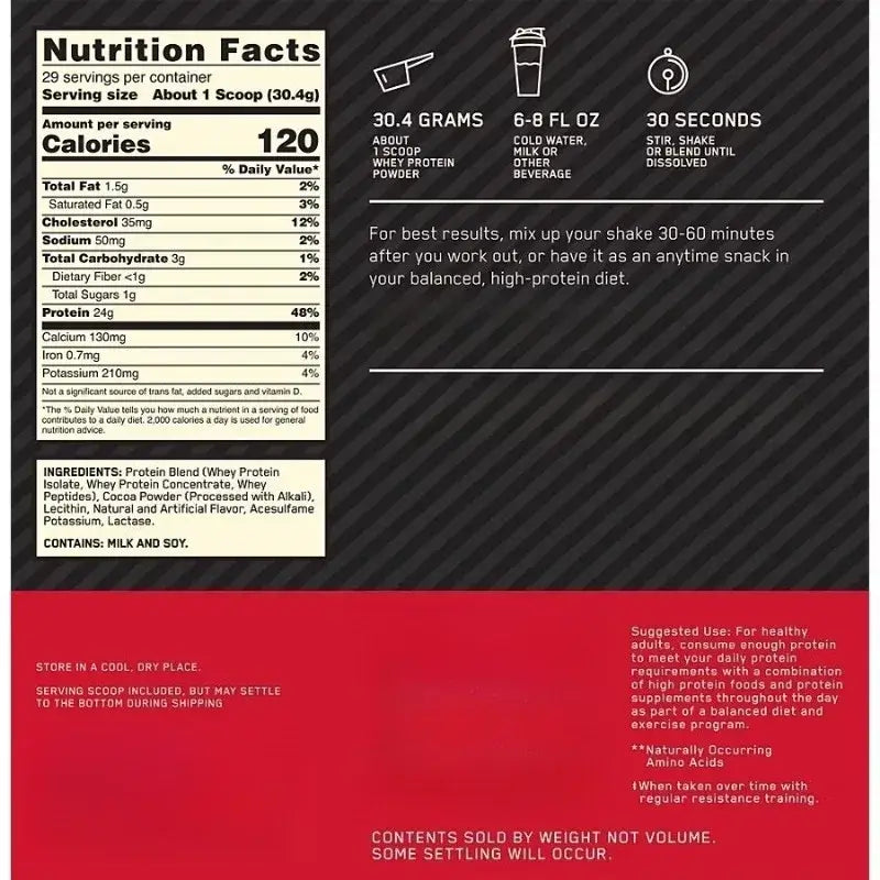 Nutrition facts of energy supplements, detailing protein, calories, and serving size for daily energy and focus support.