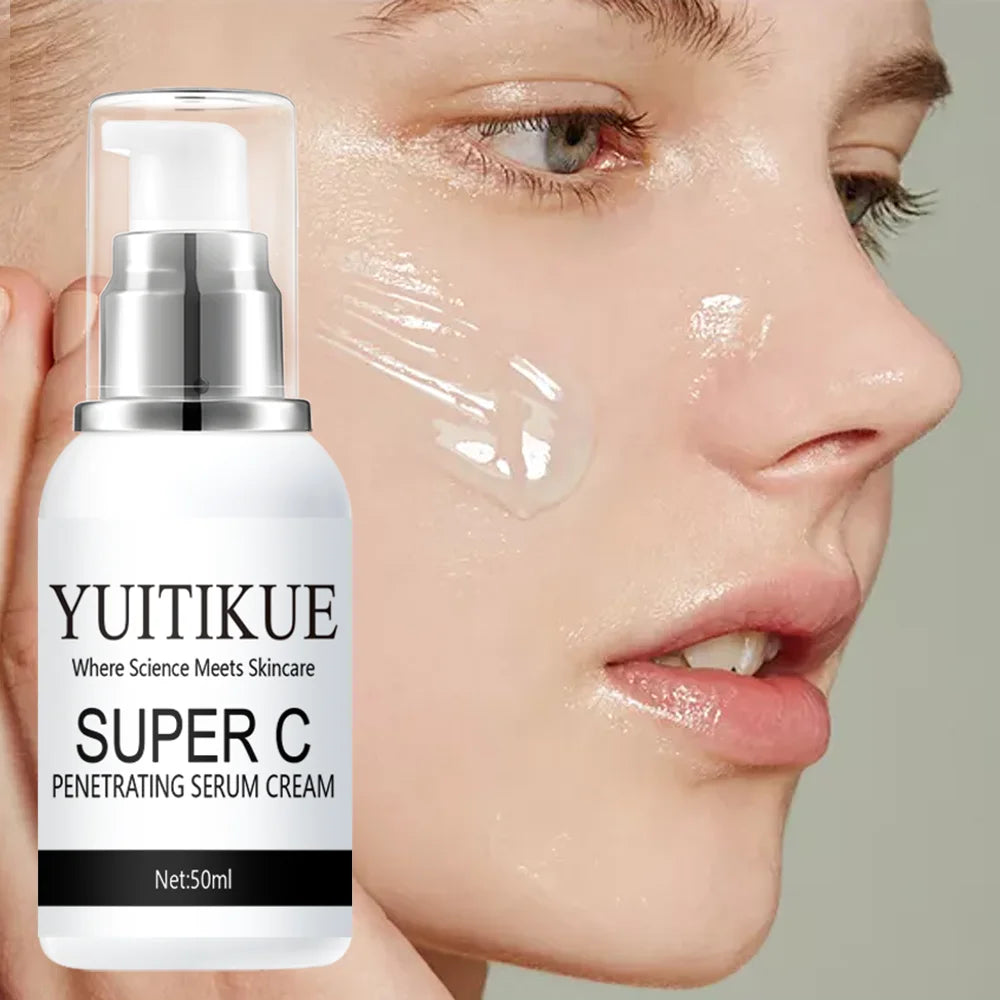 YUITIKUE Crème Sérum Vitamine C Collagène - Pour une peau plus ferme, liftée et plus lisse, formule pénétrante, 50ml