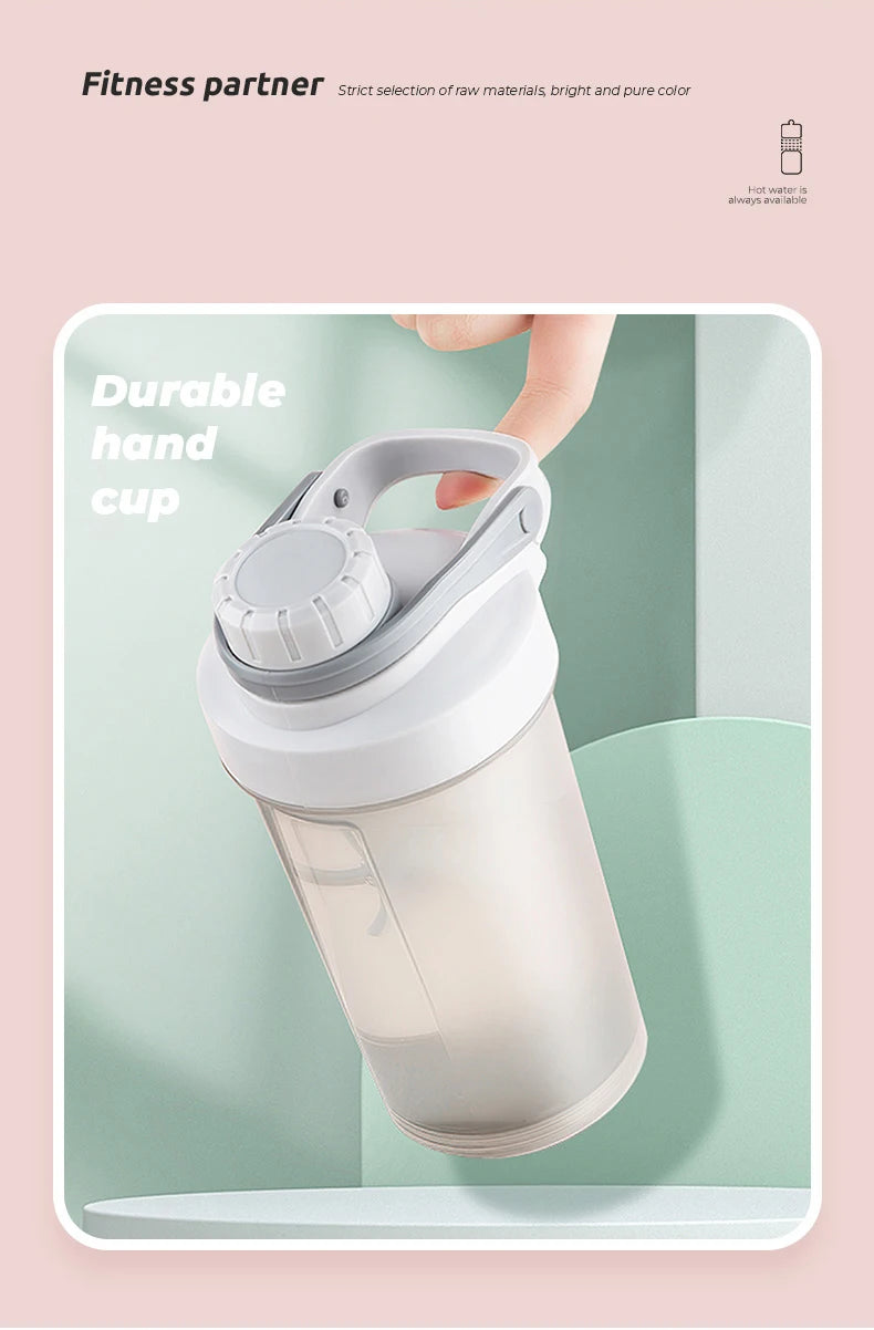 Bouteille d'eau de sport Shake Cup, tasse à boire créative en plastique, tasse de mélange à haute capacité pour poudre de protéines, lactosérum, milkshake